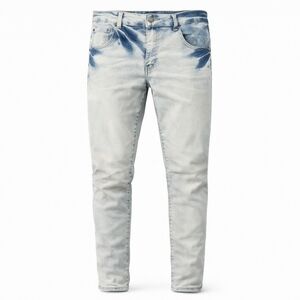 Men’s Light Wash Skinny Jeans Size 34x32 Slim Fit Distressed Fade Denim